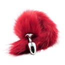 Korek analny stalowy z ogonem lisa Long Fox Tail 7 cm czerwony - 3