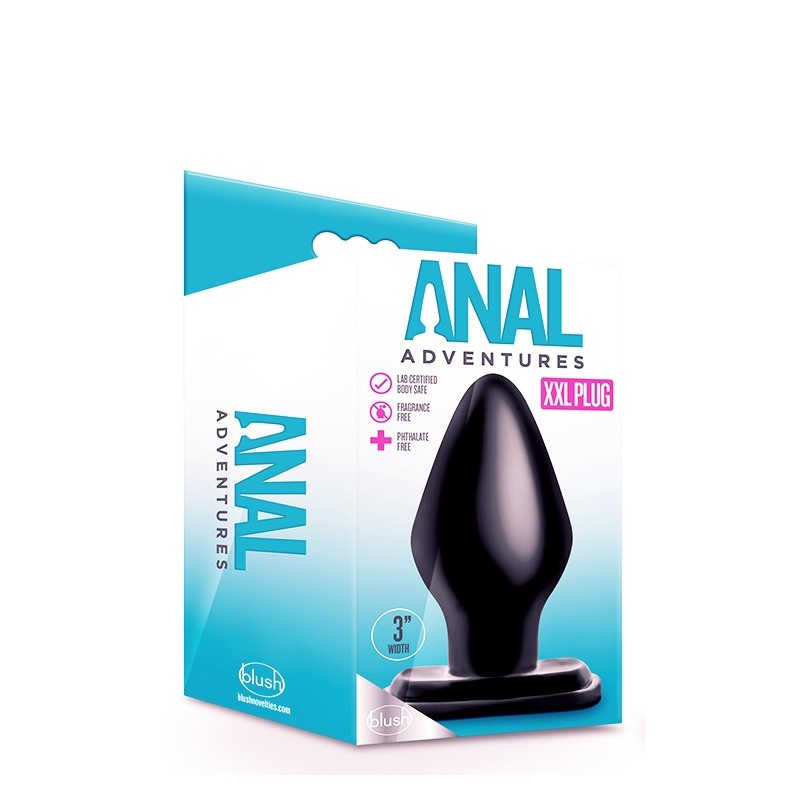 Korek analny Anal Adventures XXL Plug Czarny - stożkowa końcówka, szeroki obwód 7,6 cm, długość 15,2 cm - 3