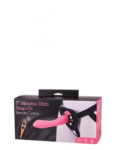 Wibrator Na Pasku 7Inch Vibration Dildo Strap-On Pink - Strap-ony, dilda na pasku z wibracją - 1 2