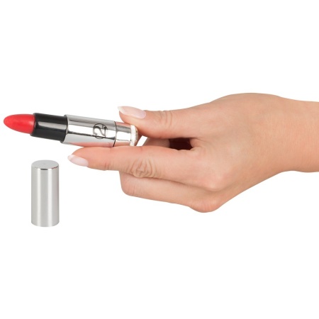 Wibrator Kiss Me Lipstick Vibe – stylizowany na szminkę, miękka końcówka, bezstopniowa regulacja drgań, długość 8,7 cm, średnica - 3