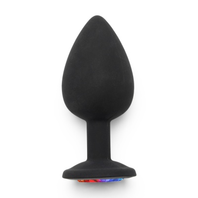 Korek analny Rainbow Booty Jewel Large Black z rozszerzoną podstawą 9 cm - 1 2