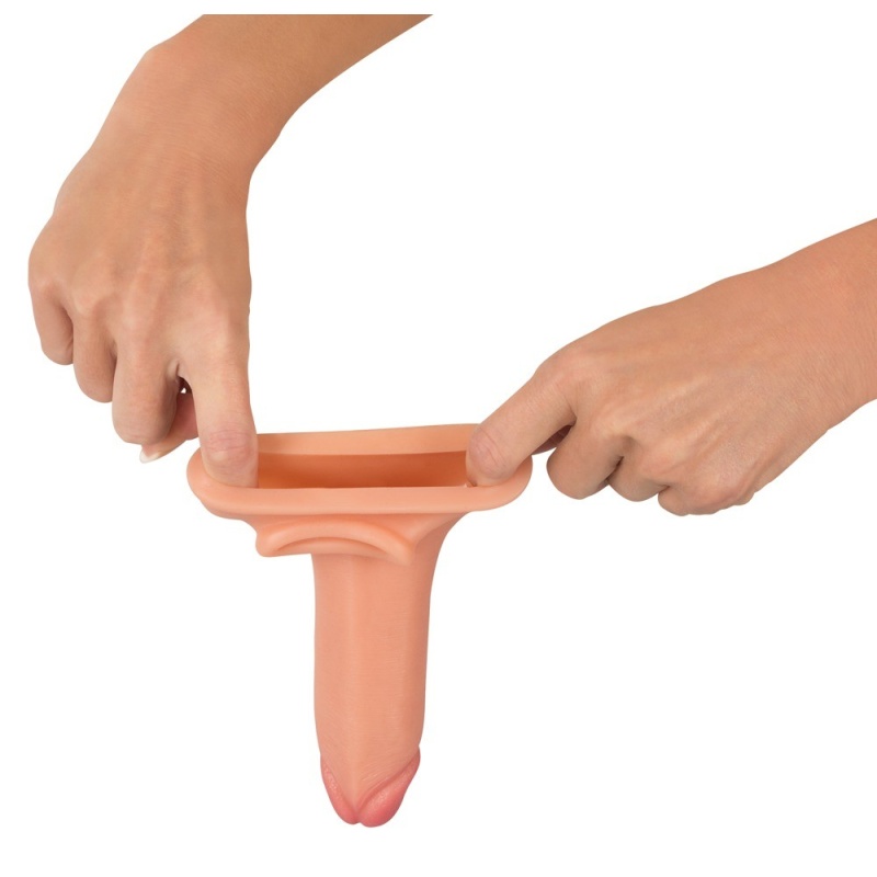 Nakładka na penisa Extension 5 cm – silikon płynny, wydłużenie o 5 cm, długość całkowita 19 cm, głębokość wprowadzenia 14 cm, śr - 5