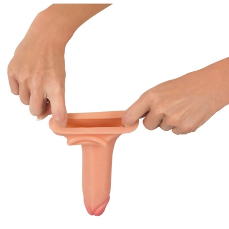 Nakładka na penisa Extension 5 cm – silikon płynny, wydłużenie o 5 cm, długość całkowita 19 cm, głębokość wprowadzenia 14 cm, śr - 5