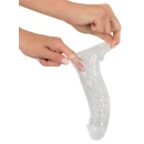 Rękaw na penisa Crystal Clear Penis Sleeve – przezroczysty, z mankietem na jądra i przedłużeniem 5 cm, długość całkowita 23 cm, - 5