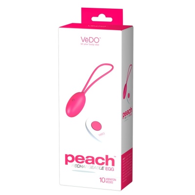 Vibro-Jajko Peach Foxy Pink – Silikonowa Kula Dopochwowa do Treningu Mięśni Dna Miednicy z Paskiem do Wyciągania, 16 cm - 1