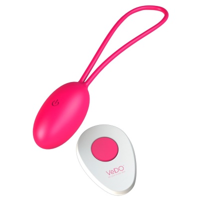 Vibro-Jajko Peach Foxy Pink – Silikonowa Kula Dopochwowa do Treningu Mięśni Dna Miednicy z Paskiem do Wyciągania, 16 cm - 1 2