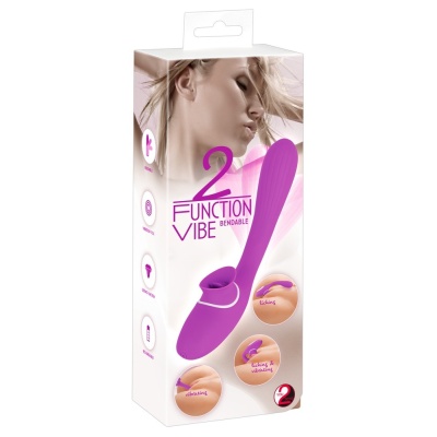Wibrator króliczek 2 Function Bendable Vibe z ruchomym językiem i giętkim trzonem 22,3 cm - 1