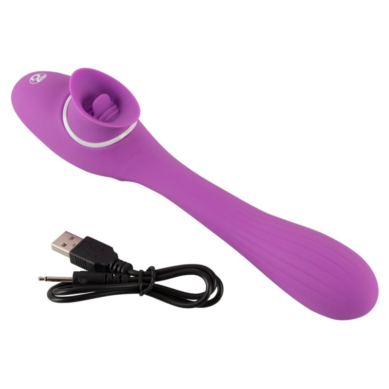 Wibrator króliczek 2 Function Bendable Vibe z ruchomym językiem i giętkim trzonem 22,3 cm - 3