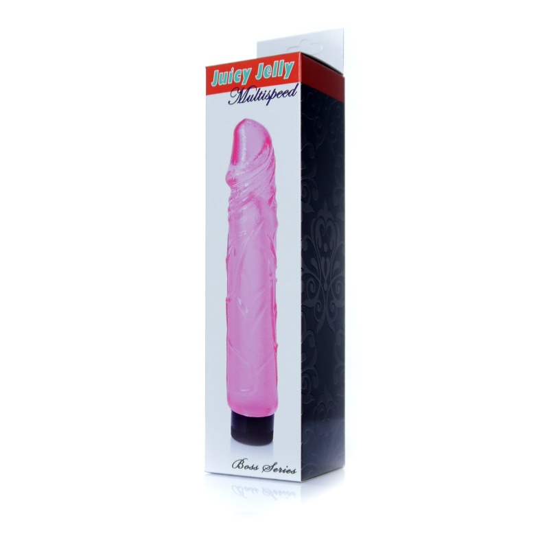 Wibrator Juicy Jelly Multispeed Pink - faktura żyłowana, płynna regulacja wibracji, długość 22 cm, średnica 4 cm - 6