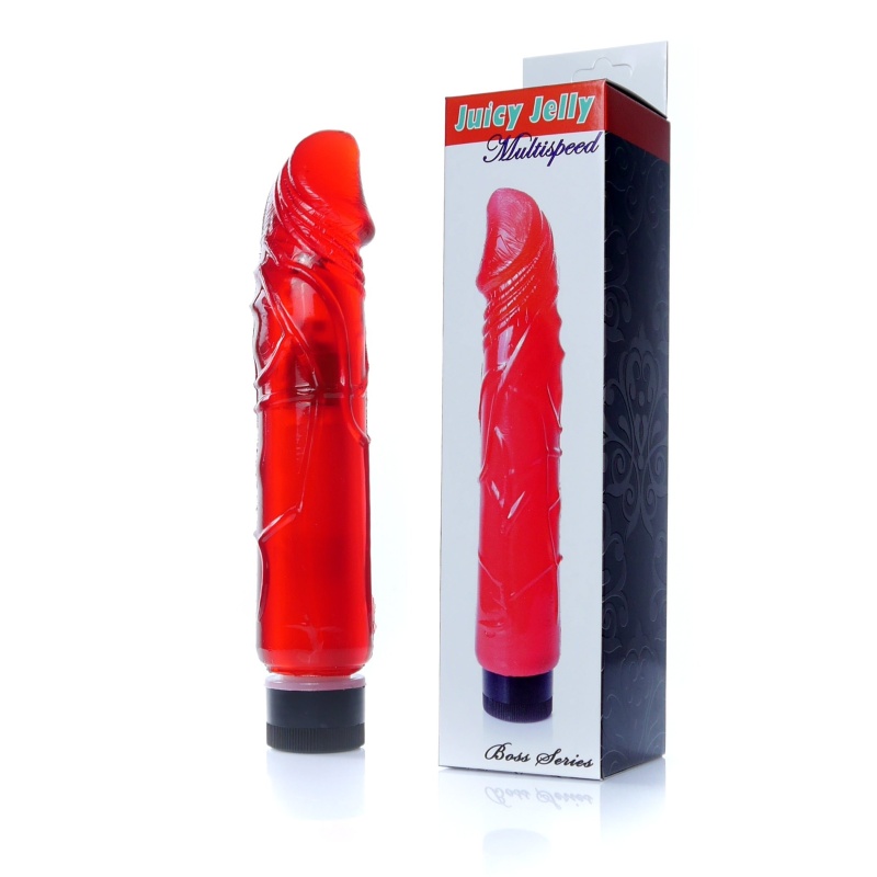 Wibrator Juicy Jelly Multispeed Red z płynną regulacją wibracji, TPR, 22 cm długości i 4 cm średnicy - 1