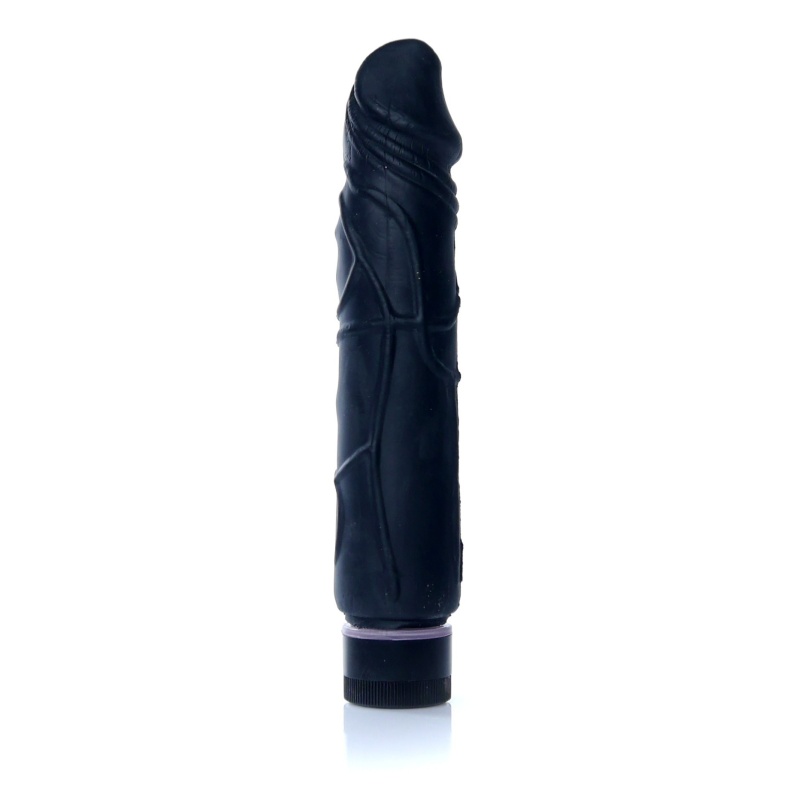 Wibrator Real Skin Black - struktura TPE imitująca skórę, regulowana prędkość wibracji, długość całkowita 22 cm, średnica 4 cm - 2