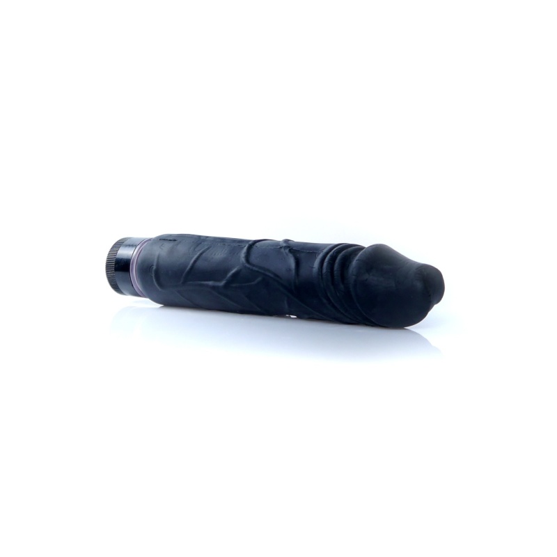 Wibrator Real Skin Black - struktura TPE imitująca skórę, regulowana prędkość wibracji, długość całkowita 22 cm, średnica 4 cm - 4