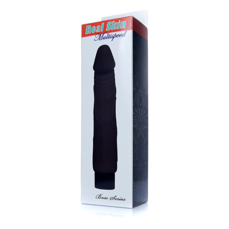 Wibrator Real Skin Black - struktura TPE imitująca skórę, regulowana prędkość wibracji, długość całkowita 22 cm, średnica 4 cm - 6
