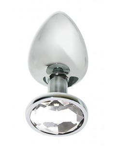 MAI No.74 METAL PLUG WITH STONE L SILVER - Korki analne stalowe - 1