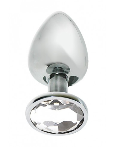 MAI No.74 METAL PLUG WITH STONE L SILVER - Korki analne stalowe - 1