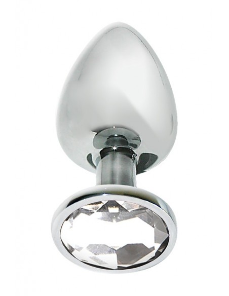 MAI No.74 METAL PLUG WITH STONE L SILVER - Korki analne stalowe - 1