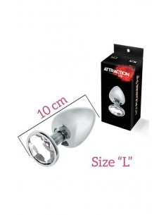 MAI No.74 METAL PLUG WITH STONE L SILVER - Korki analne stalowe - 1 2