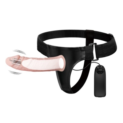 Wibrujący strap-on Hollow Multispeed z wydrążoną protezą 15 cm - 1 2