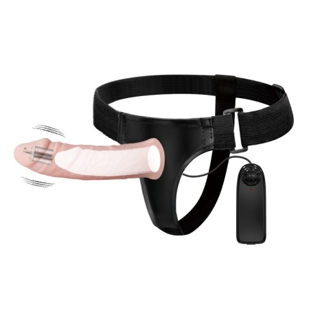 Wibrujący strap-on Hollow Multispeed z wydrążoną protezą 15 cm - 2