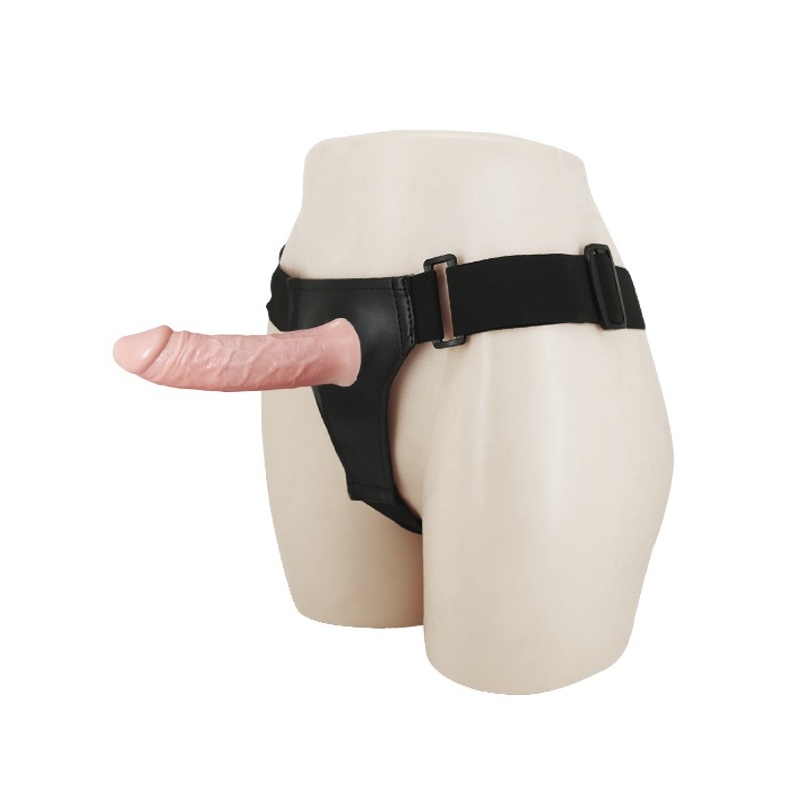 Wibrujący strap-on Hollow Multispeed z wydrążoną protezą 15 cm - 5