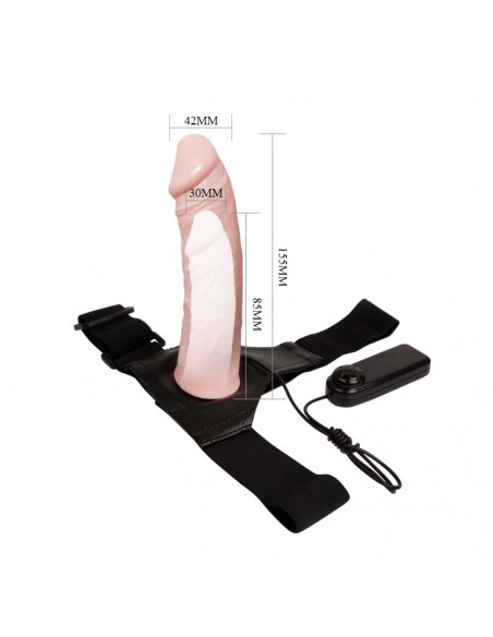 Wibrujące Sztuczny Penis Na Pasku Vibrating Hollow Strap-On - Multispeed - Strap-ony, dilda na pasku z wibracją - 7