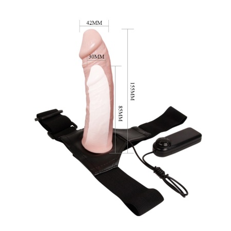 Wibrujący strap-on Hollow Multispeed z wydrążoną protezą 15 cm - 7