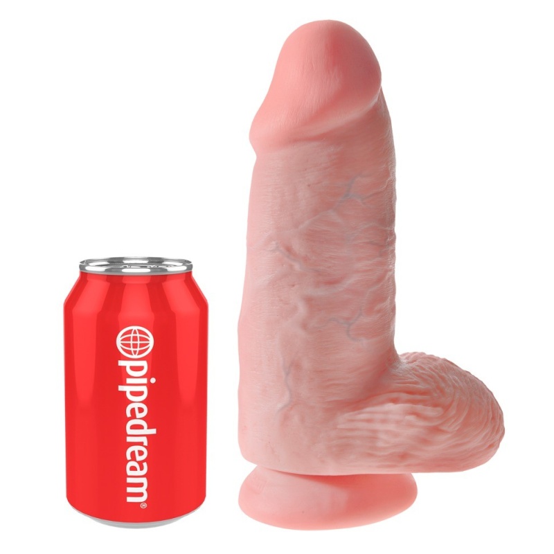 Dildo KC Chubby Light realistyczne z przyssawką i jądrami, długość 22,9 cm / średnica 7,6 cm - 2