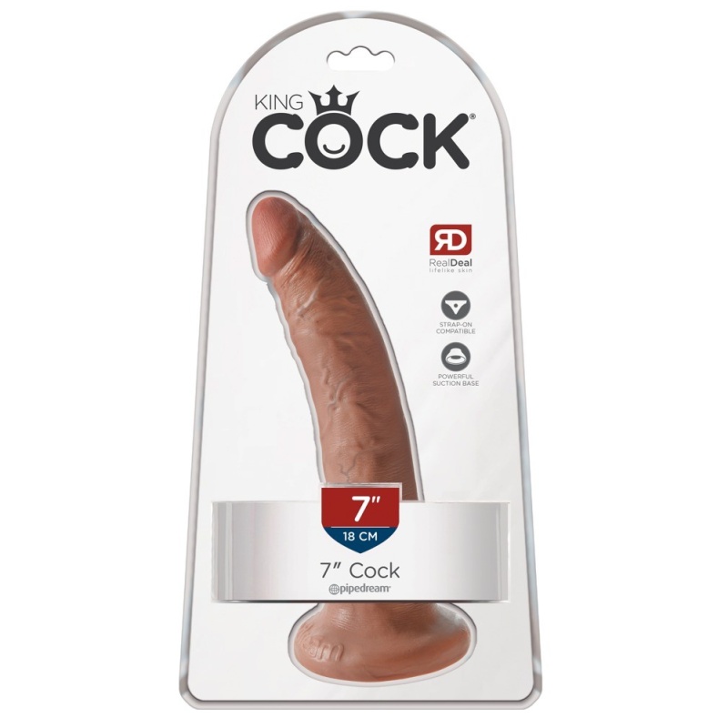 Realistyczne dildo PVC z przyssawką, model 7" Tan, 20,5 cm - 1