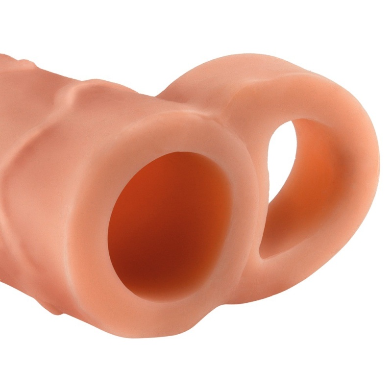 Nakładka na penisa Fantasy X-Tensions Perfect 2'' z pierścieniem jąder, TPE, 19 cm - 3