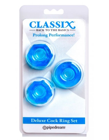 Zestaw pierścieni na penisa C Deluxe Cock Ring Set Blue - Pierścienie erekcyjne niewibrujące - 2