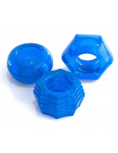 Zestaw pierścieni na penisa C Deluxe Cock Ring Set Blue - Pierścienie erekcyjne niewibrujące - 1