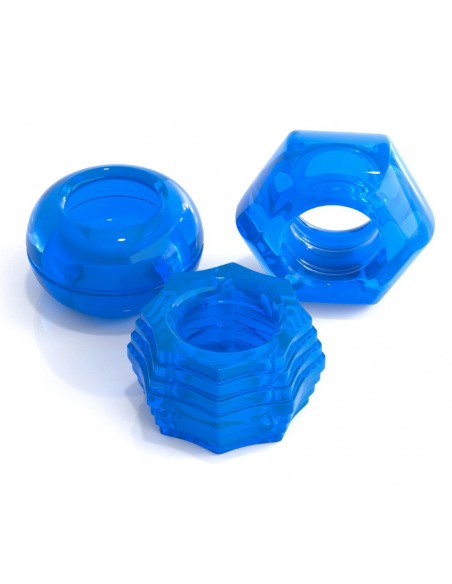 Zestaw pierścieni na penisa C Deluxe Cock Ring Set Blue - Pierścienie erekcyjne niewibrujące - 1