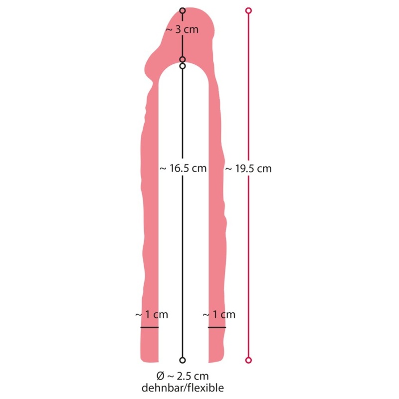 Nakładka na penisa Nature Skin Extension Sleeve+3 – wydłużająca o 3 cm, średnica wewnętrzna 2,5 cm - 3