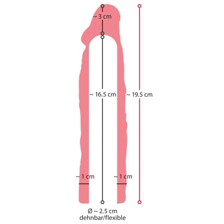 Nakładka na penisa Nature Skin Extension Sleeve+3 – wydłużająca o 3 cm, średnica wewnętrzna 2,5 cm - 3