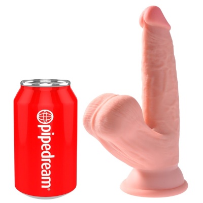Dildo King Cock Plus 3D z ruchomymi jądrami i przyssawką, 19,5 cm, TPE Fanta Flesh, wkładka 12,7 cm - 1 2