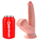 Dildo King Cock Plus 3D z ruchomymi jądrami i przyssawką, 19,5 cm, TPE Fanta Flesh, wkładka 12,7 cm - 2