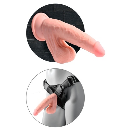 Dildo King Cock Plus 3D z ruchomymi jądrami i przyssawką, 19,5 cm, TPE Fanta Flesh, wkładka 12,7 cm - 5