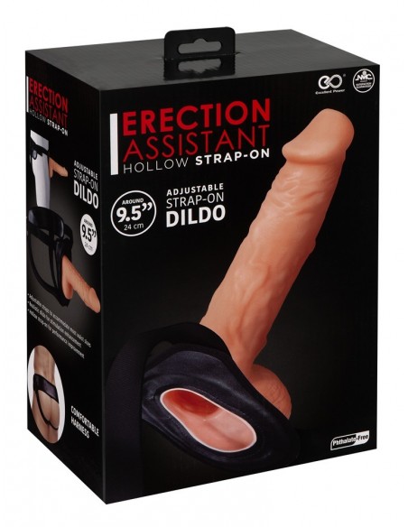 Dildo Z Otworem Na Pasku Erection Assistant Hollow Stra - Strap-ony, dilda na pasku bez wibracji - 1