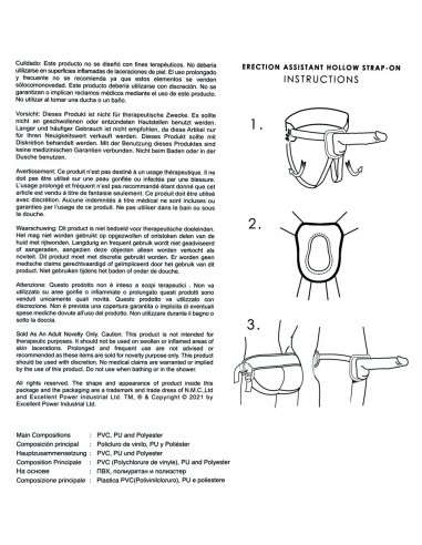 Dildo Z Otworem Na Pasku Erection Assistant Hollow Stra - Strap-ony, dilda na pasku bez wibracji - 9