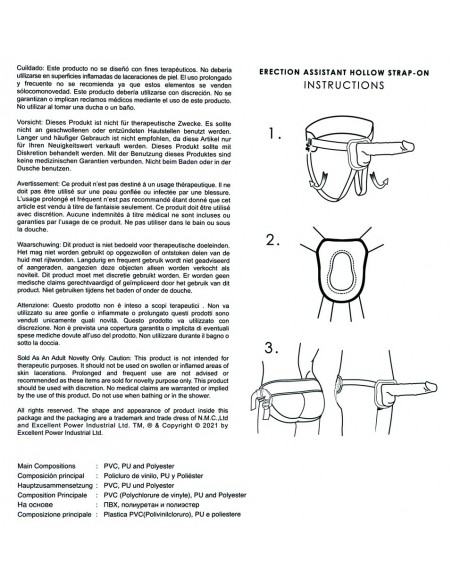 Dildo Z Otworem Na Pasku Erection Assistant Hollow Stra - Strap-ony, dilda na pasku bez wibracji - 9