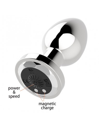 Stymulator-Rechargeable Butt Plug Vibrator USB 10 Functions - Silver - Kulki i korki analne wibrujące - 4