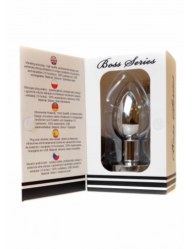 Stymulator-Rechargeable Butt Plug Vibrator USB 10 Functions - Silver - Kulki i korki analne wibrujące - 7