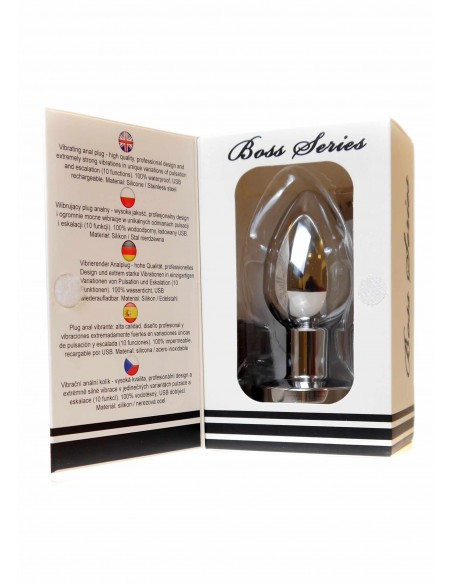 Stymulator-Rechargeable Butt Plug Vibrator USB 10 Functions - Silver - Kulki i korki analne wibrujące - 7