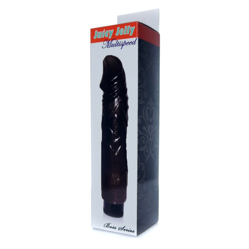 Wibrator Juicy Jelly Multispeed Black - realistyczna faktura TPR, płynna regulacja wibracji, 22 cm - 6