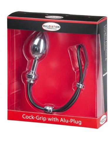 MALESATION Cock-Grip with Alu-Plug large, chrome - Kulki Gejszy Podwójne i Pojedyncze - 1