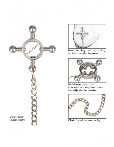 4 Point Nipple Press w Chain - Klamry i klipsy na sutki - 3