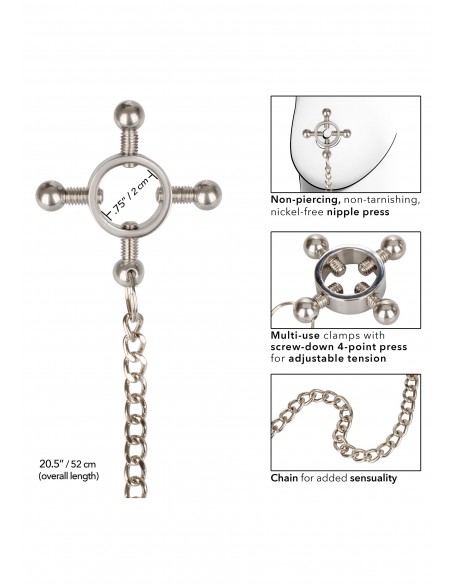 4 Point Nipple Press w Chain - Klamry i klipsy na sutki - 3