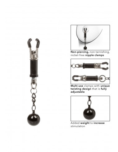 Weighted Twist Nipple Clamps - Klamry i klipsy na sutki - 3