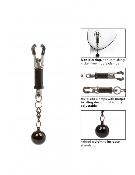 Weighted Twist Nipple Clamps - Klamry i klipsy na sutki - 3
