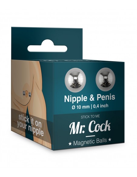 Magnetyczne kulki na penisa Mr.Cock Magnetic Balls 2 pieces - Pierścienie erekcyjne niewibrujące - 1
